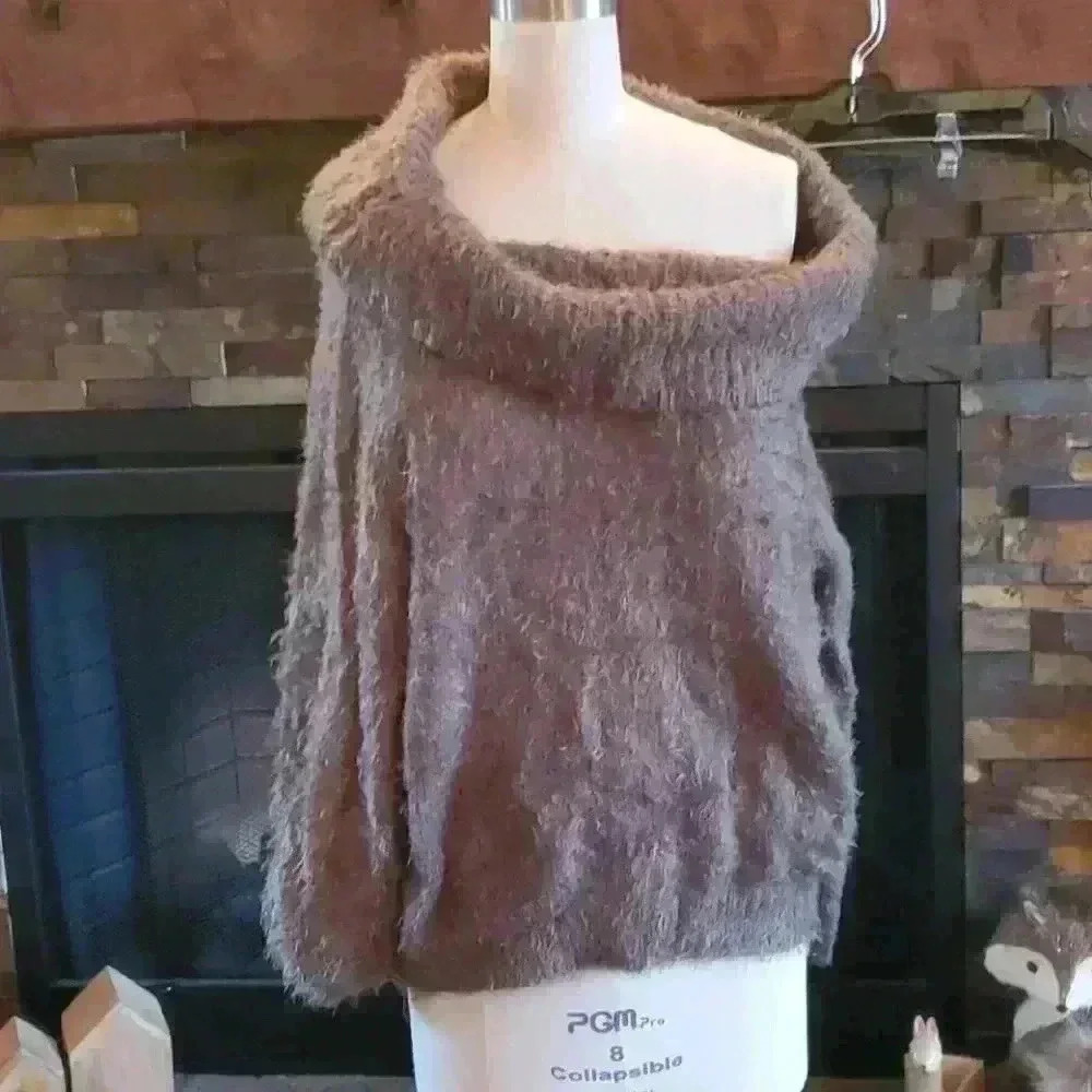 Off the shoulder or cowl neck sweater